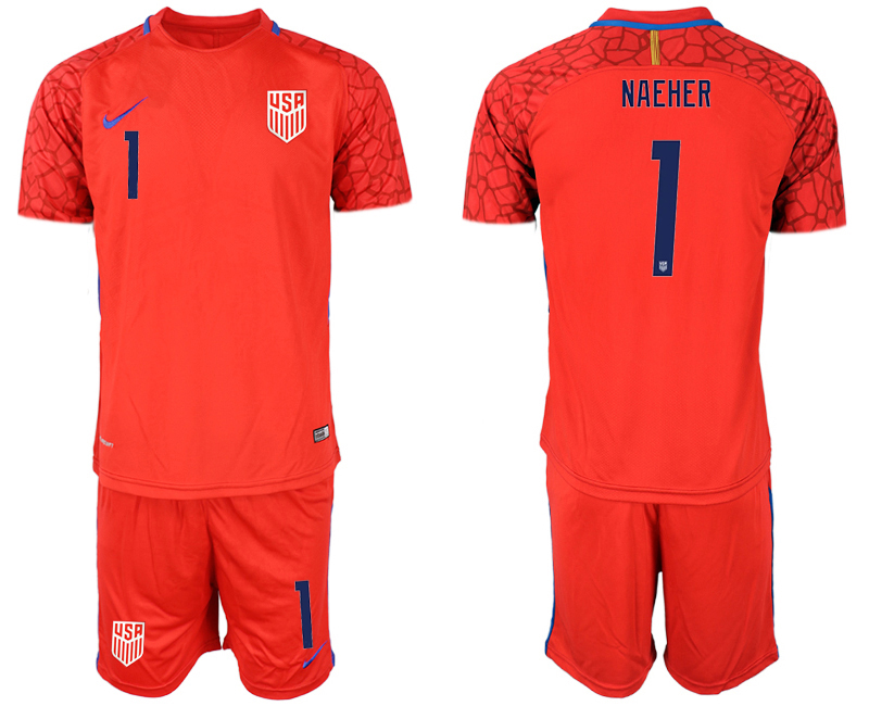 Men 2020-2021 Season National team United States goalkeeper red #1 Soccer Jersey1->customized soccer jersey->Custom Jersey